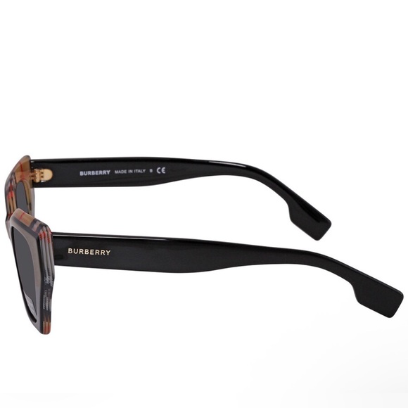NIB-Cressy Burberry butterfly Black and Brown Geometric Sunglasses+grey lenses